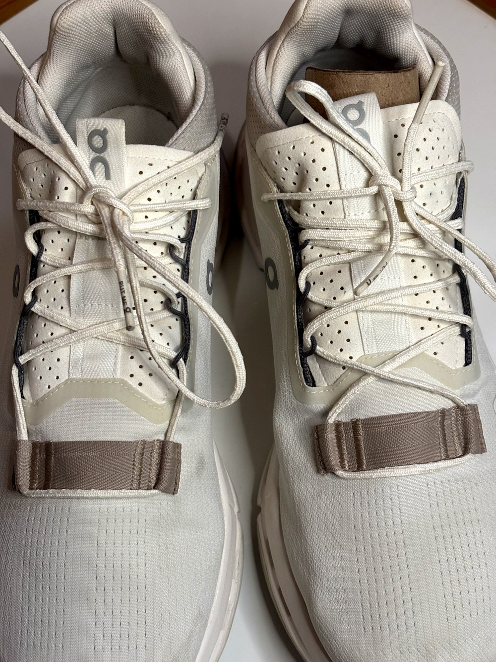 On Running Men's White Sneakers with Tan Accents